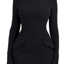 YMDUCH Women's Long Sleeve Mock Turtle Neck Bodycon Mini Tank Short Party Dress, L