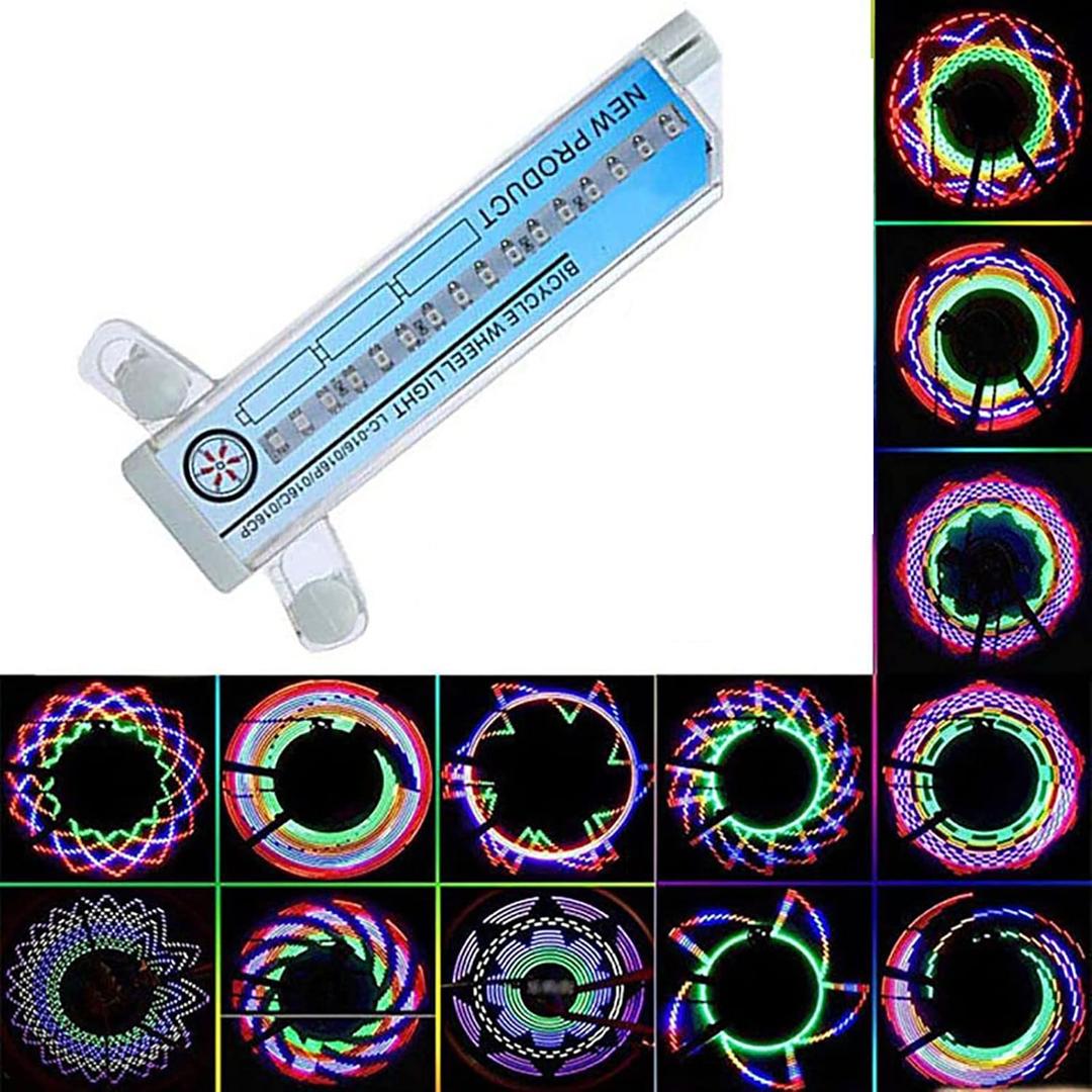 Bike Wheel Light Bicycle Motorcycle Bike Tyre Tire Wheel Lights 32 LED Flash Spoke Light Lamp 32 Different Patterns Change Outdoor Cycling Lights for Bike Wheel