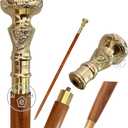 Vintage Brass Handle Victorian Telescope Fold able Wooden Walking Stick Walking Cane Ideal Gift