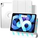 ZENLU 10.9/11 inch iPad Air Case with Removable Magnetic Folio Cover, Premium PU Leather, Multiple Angles Stand, Pencil Slot Charging Support, Full Protective Case for iPad Air 6 5 4 Gen (White) (10.9/11" iPad Air 4th 5th 6th Gen, White)