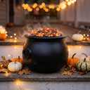 Union Products Black 16 Inch Spooky Witch Cauldron for Indoor and Outdoor Halloween Decoration and Trick or Treat Candy Container, Black