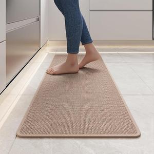 YDKGL Kitchen mats for Floor, Water and Oil Absorbent Runner Rugs for Kitchen, Kitchen Mat in Front of Sink,Non-Slip and Washable Kitchen Rugs,Braided Quick Dry Kitchen Standing Mat 17x47 Brown
