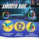 Kick Scooter for Kids Ages 8+ Teens & Adults, with Front handbrake and Rear Brake, and Adjustable Handlebars, Big Sturdy PU Flash Wheels Great Gift & Toy