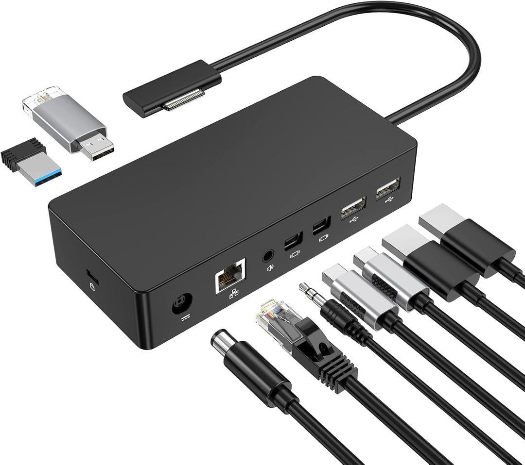 Surface Dock, Surface Pro Docking Station with 90W Power Supply Compatible with Surface Pro11/10/9/ 8/X/7/6/4/3, Surface Laptop 4/3/2/go, Surface Laptop, Surface Book2,Surface Book,Surface Go