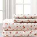 Modern Threads Solid Ultra Soft Microfiber Sheet Set, Queen, Rose Print