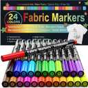 Fabric Markers Permanent For Clothes, 24 Colors Fabric Paint Pens -Waterproof & Machine Washable, Paint Markers for T-Shirt, Canvas Shoes,Bags,Baby Onesies, Fine Tip Clothing Marker for Laundry Marker