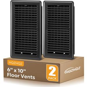 Floor Vent Covers, 6x10 Floor Register, Heavy Duty Steel Walkable Floor Vents, Easy Adjust Air Supply Lever, Vent Covers for Home Floor, 2 Pack Black