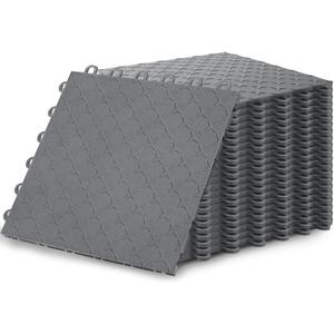 PVC Interlocking Garage Floor Tiles - 48 Pack | 12"x12" (Covers 48 sq.ft.) | Non-Slip Diamond Plate | for Garage, Basement, Gym & Warehouse | Grey