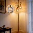 Lightdot 67" 3-Light Glass Floor Lamps for Living Room, Dimmable Floor Lamp with Brown Glass Shade& E12 Bulbs Included, Mid Century Standing Tall Lamp for Bedroom/ Sofa Beside/ Corner Decor-Gold