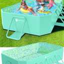 StarOcean Foldable Pool, Large Non-Inflatable Swimming Pool for Kids,Adult Collapsible Pools Hard Plastic Shell, Oversized Thickened,Portable Folding Kids Pools for Backyard 89"x48"x20"-Green