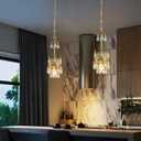 Modern Crystal Chandelier, Gold Elegant Crystal Ceiling Light for Dinning Living Room Bedroom Hallway (3 Pack)