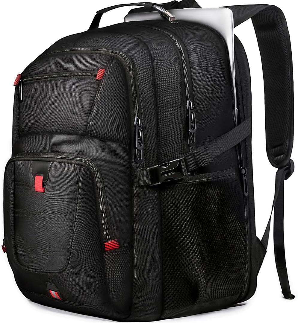 Large Travel Laptop Backpack for Men with LifetimeWarranty, Extra Large TSA Friendly Travel Backpacks for College High Airline Approved Business Work Bag Fits 17 Inch Computer, Black (17.3 Inch19"*13"*8")