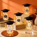 8 Pack 2026 Graduation Centerpieces for Tables Mason Jar Centerpieces with LED Lights Graduation Party Decorations Set with Caps and Stickers for High School College Congrats Grad Decor Supplies