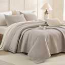 CozyTide Oversized King Bedspread 128x120,Stone-Washed Cotton Linen Colored Lightweight Quilt Set 3Pcs Soft Farmhouse Extra Large King Quilt Coverlet Bedding Set for All Season