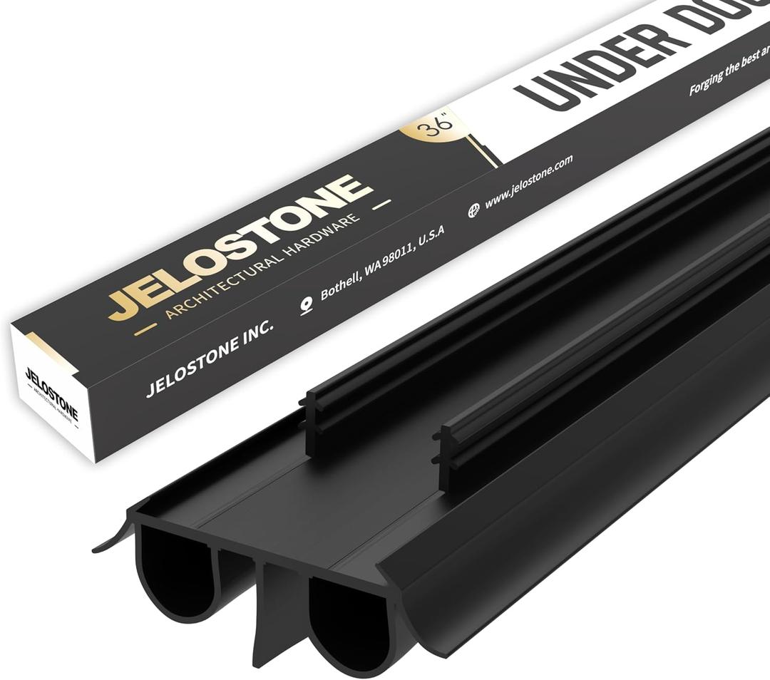2 Pack - 36" Kerf-in Door Bottom Seal Replacement, Intertek Tested Non-Toxic Materials, Double Bulb Weather Stripping for Exterior Doors, Easy Install, Black, KS-MD2544