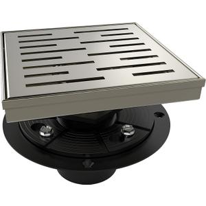 WEBANG 6 Inch Square Shower Drain Nickel Floor Drain with Flange Rainline Pattern Cover Grate Removable SUS304 Stainless Steel Watermark&CUPC Certified Brushed Nickel