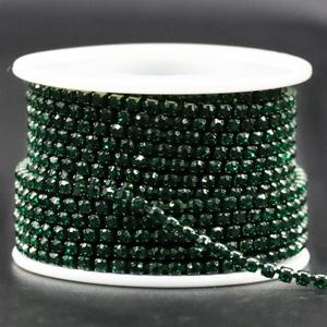 Jerler 10 Yards Crystal Rhinestone Trim SS12/3.0mm Close Chain for Sewing Crafts Ideal Wedding Party DIY Decoration (Dark Green)