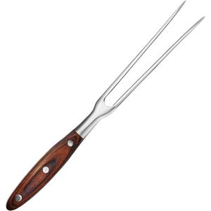 Heavy Duty Stainless Steel Carving Fork 11.6 Inch BBQ Meat Fork & Serving Fork for Cooking Roasting Meat Shredding (Wood Handle)
