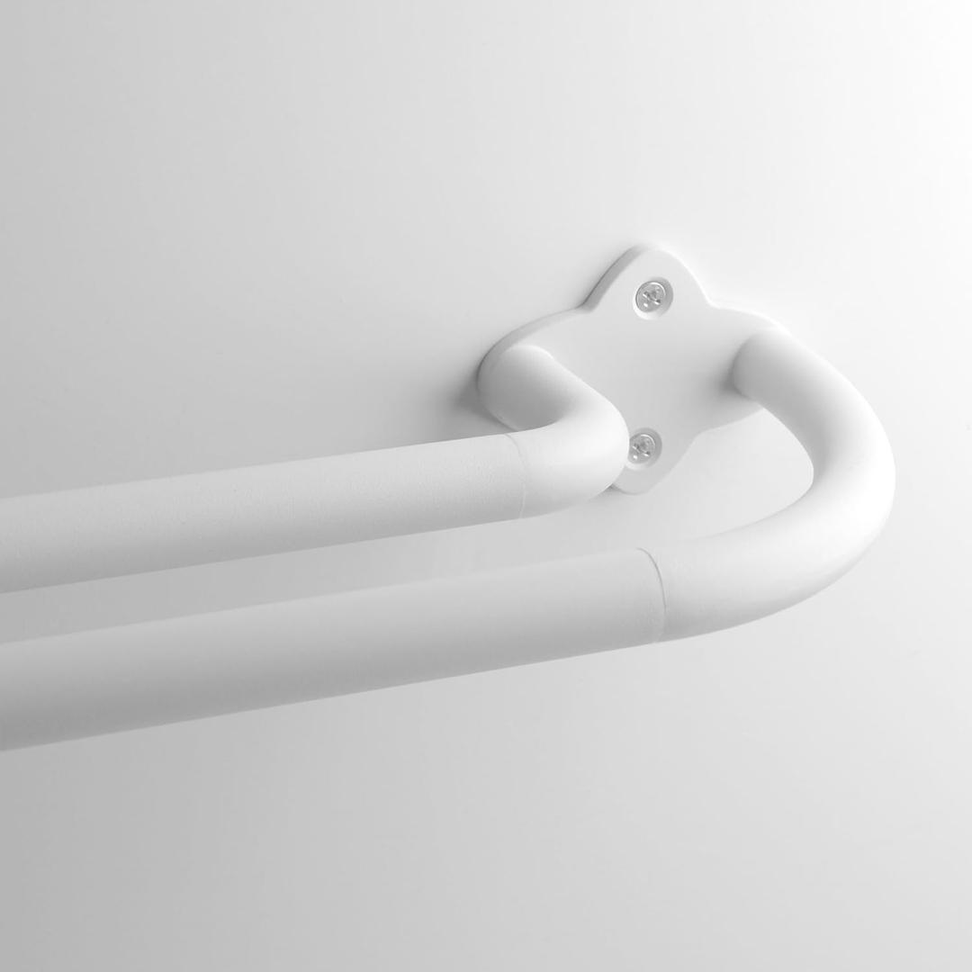 Double Curtain Rod Set, Wrap Around Blackout Drapery Rod for Room Darkening Panels, 88 to 120 Inches, White