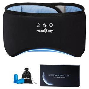 MUSICOZY Sleep Headphones Eye Mask Bluetooth 5.4, Bamboo Cotton Full Coverage Headphones Headband for Side Sleepers, Wireless Earphones with Speaker Sleep Music Earbuds for Men Women (Classic Black)