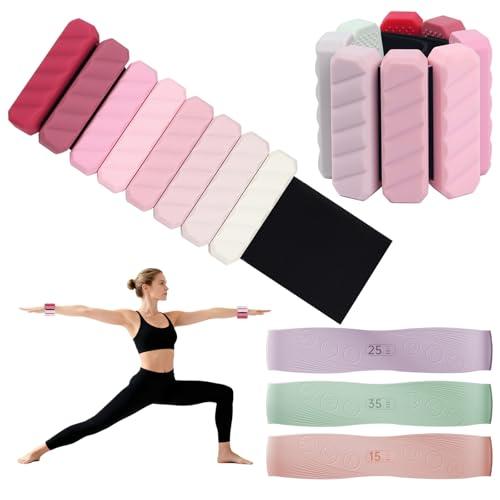 Pilates Ankle Wrist Weights for Women Set of 2 (1lb Each) With Resistance Bands Set, Adjustable Silicone Bangles for Arm Leg Weights & Exercise Bands Set Suitable for Working Out Walking Rehab Yoga Gym Home Exercise