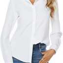 jonivey Womens Stretch Button Down Long Sleeve Shirt Soft Basic Wrinkle Free Work Business Formal Casual Blouse. Small