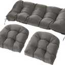 Wicker Chair Cushions Set, 2 U-Shaped Cushions & 1 Loveseat, Waterproof Outdoor Loveseat Cushion for Patio Furniture, Settee Bench Pad All Weather,Gray