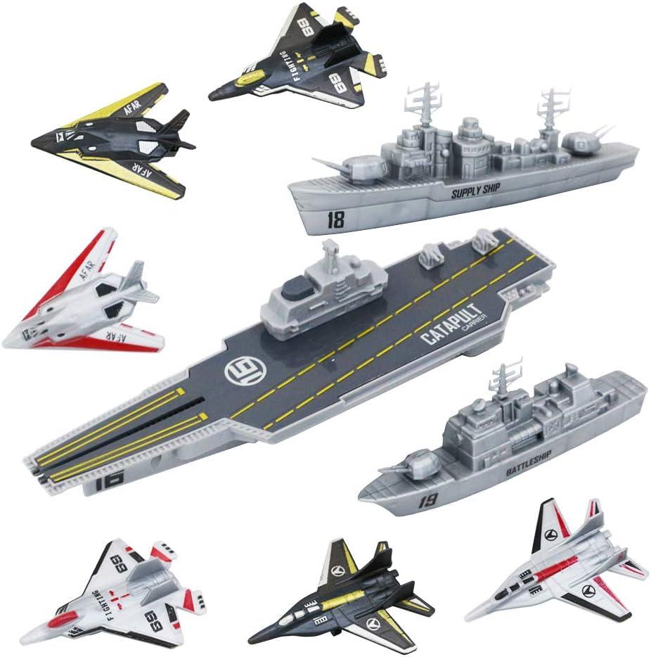 deAO Aircraft Carrier Toy Military Naval Ship Play Set with Small Scale Planes Toy, Supply Ship,Great Battleship Toys Army Men Toys for Boys Girls Kids