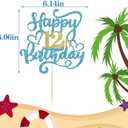 2 x 1 PCS Happy 12th Birthday Cake Topper, Blue Glitter Cheers to 12 Years Birthday Cake Pick 12th Fabulous Cake Decoration for 12th Birthday/Anniversary Party Cake Decorations Supplies