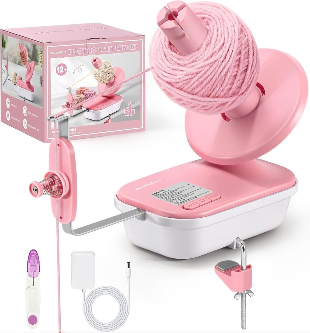 Electric Yarn Winder, 2026 Upgrade High-Speed Automatic Yarn Ball Winder with 3 Adjustable Gears, 4-10oz Large Capacity Yarn Spinner for Knitting & Crocheting, Pink Gift for Craft Lovers