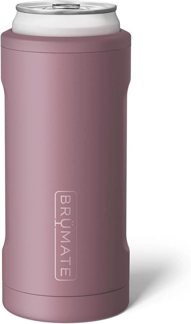 BrMate Hopsulator Slim Can Cooler Insulated for 12oz Slim Cans | Skinny Can Insulated Stainless Steel Drink Holder for Hard Seltzer, Beer, Soda, and Energy Drinks (Rose Taupe)