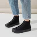 Uoidru High Top Sneakers for Women Canvas Shoes White Canvas High Tops Women Casual Shoes Lace Up Fashion Sneakers (Full Black,US9.5)