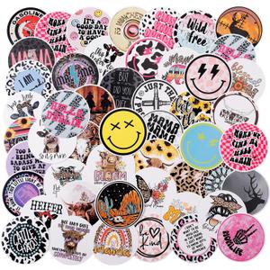 MUBYOK 3inch 100pcs Car Freshies Cardstock Cutouts Round for Circles Silicone Molds & Aroma Beads Accessories Supplies, Mama, Western, Quote, Cow, Smile