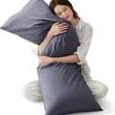 Bedsure Body Pillow Cover, Cooling Body Pillow Pillowcase for Hot Sleepers, Rayon Derived from Bamboo Grey Pillowcase, Breathable & Soft Long Pillow Case Cover with Envelope Closure, 20x54 Inches (01 - Dark Grey)
