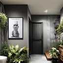 Home Art Framed Bathroom Decoration Wearing Glasses Toilet Paper Hat Crocodile Decoration Interesting Black And White Animal Canvas Print Painting (10"L x 8"W)