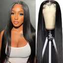 Straight Lace Front Wigs Human Hair Pre Plucked 180% Density 13x4 HD Lace Frontal Glueless Wigs Human Hair for Women Natural Black Color 26 Inch