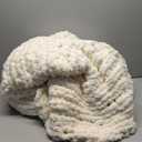 L'AGRATY Chunky Knit Blanket - Soft Chunky Throw 60x80 inches: 100% Hand Kintted Chenile Crochet Throw for Couch - Large Cable Knit Blanket for Home Decor (Ivory)