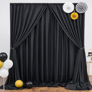 20ft x 10ft Black Backdrop Curtain Panels for Parties, Thick Wrinkle Resistant Polyester Wedding Backdrop Drapes for Birthday Photography Party Home Decorations (60"W x 120"L (Pack of 4))