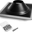 #8 Epdm Metal Roof Vent Boot, Flexible Roofing Boots Fits Pipe Od 6 3/4'' to 15'', Metal Roof Jacks Flashing for Houses Includ Roofing Screws & Hex, Black/ 1 Pcs