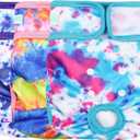 wegreeco Washable Reusable Premium Dog Diapers,Pack of 3,Small Dog Puppy & Doggy Diapers Female,Dog Period Panties Diapers Female in Heat Colourful S (Small (Newborn-10.5" Waist))