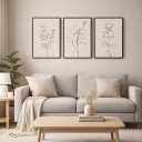 CHTEXA Minimalist Botanical Wall Art Set Of 3 Framed Canvas Prints Neutral Beige Plant Line Art Decor For Living Room Bedroom Bathroom Office 16x24 Inch
