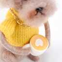 Primitives by Kathy Cool Coffee Dog Felt Collectible Critter, 4.75-Inch, Bichon Dog in Stylish Outfit with Coffee Mug & Gold Chain, Modern Pet-Themed Tiered Tray & Cafe Decor