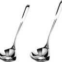 2PCS Fat Skimmer Spoon, Fat Separator for Cooking Ladle Strainer Portable Kitchen Gadgets Stainless Steel(Large + small)