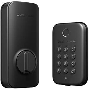 Wyze Auto-Lock Bolt, Fingerprint Keyless Entry Door Smart Bluetooth Deadbolt Replacement, Backlit Keypad, IPX5 Weatherproof, in-App History and Scheduled Access, BHMA, UL 20-Min Fire Rated