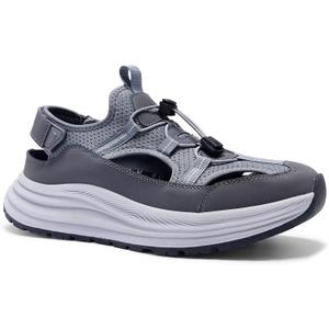 Men's Orthopedic Close Toes Hiking Sandals: Plantar Fasciitis Arch Support Adjustable Hook Loop Strap Athletic Sport Shoes, Comfortable Casual Camping Waterproof Summer Walking Sandals, 9.5