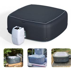 XCZ Portable Hot Tub Cover, Inflatable Hot tub Full Coverage - Waterproof, Sun Protection, dust Proof, Suitable for 71 "Inflatable hot tub spa,Square (Black, Cover only)