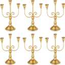 Romadedi Gold 3 Arm 11.8" Candelabra Candle Holders, Set of 6