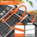 2 Pack Ladder Hooks for Roof Ridge with Wheel,Heavy Duty Ladder Roof Hook with Rubber Grip T-Bar,Upgrade Load-Bearing Steel Bars Extension Ladder Stabilizer for 500 lbs Weight (Patent Pending)