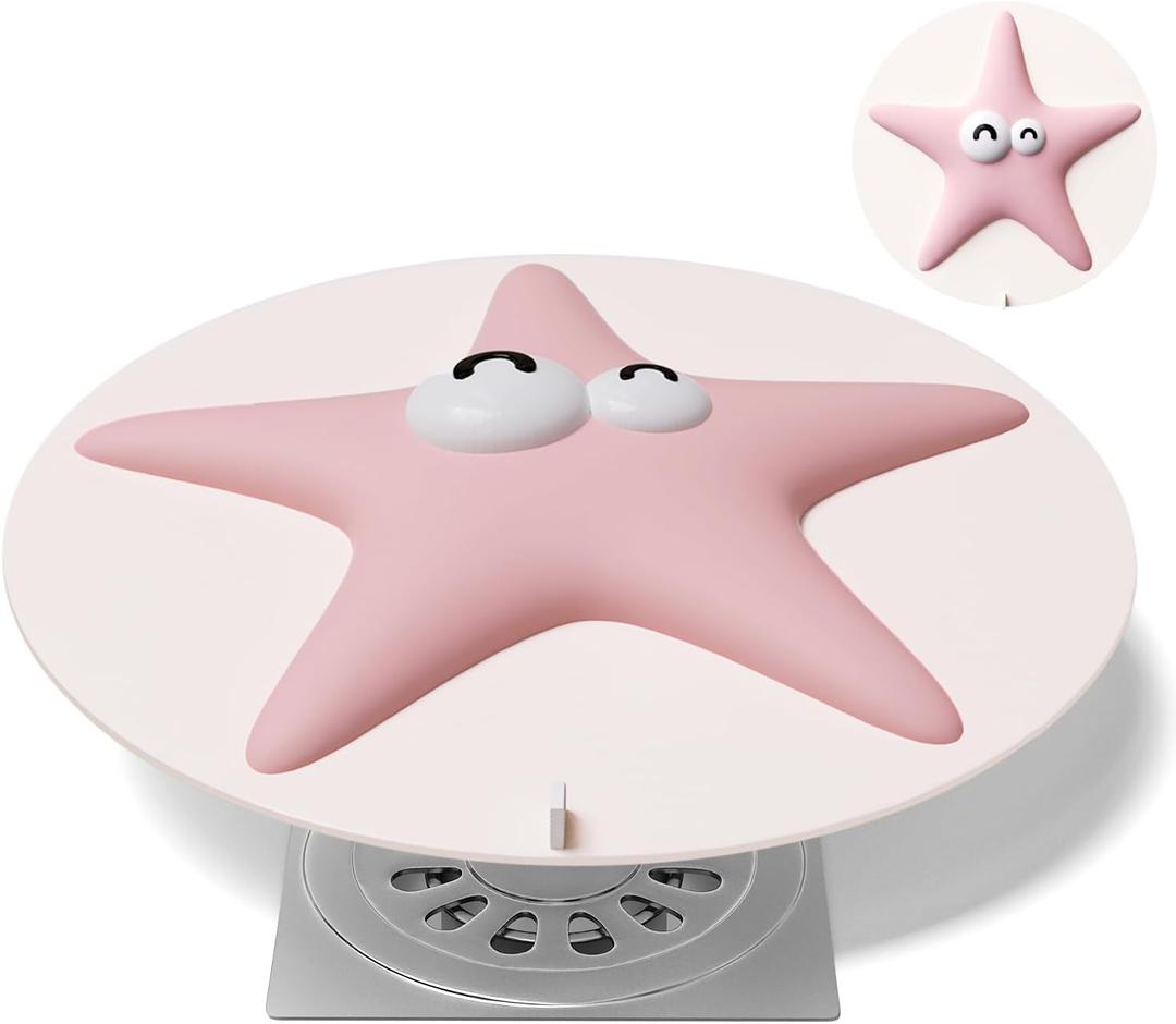 Bathtub Drain Stopper Cover - Silicone Bath Tub Stopper, Shower Drain Stopper, Drain Cover, Flat Drain Plug for Kitchen, Bathtub and Laundry, Cute Bathroom Accessories, 6 Inches, Pink