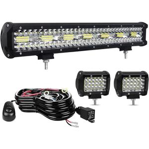 LED Light Bar Kits for Truck - 22 Inch 420W Led Light Bar, 4 Inch Led Pod Lights 12V 24V Off-Road Driving Work Lights for ATV Tractor Pickup Cart with Wiring Harness-3 Lead